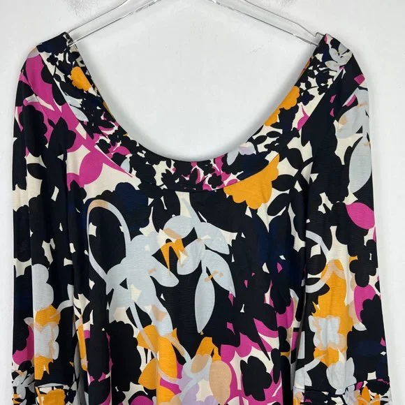 Diane Von Furstenberg 3/4 Sleeve Floral Silk Boatneck Shift Dress Size 10 D1365 - Picture 9 of 12